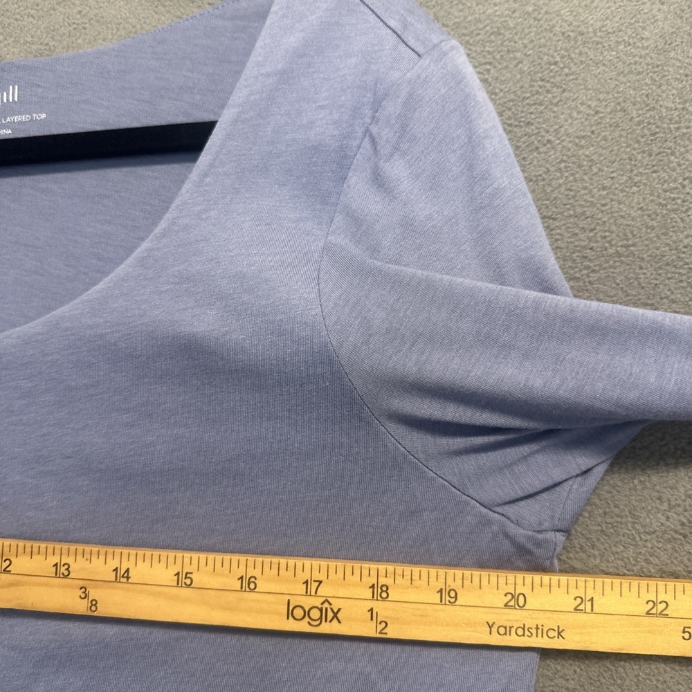 J. Jill Pure Jill Elliptical Layered Top Size M Blue Cotton Modal Lagenlook - Picture 6 of 7